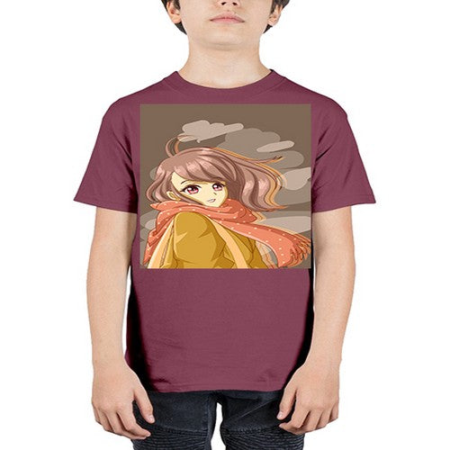 Beautiful and cute girl with scarf 91# - anime - Youth Tee Unisex