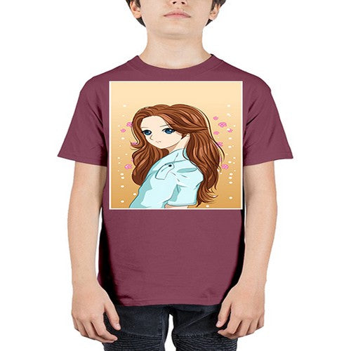 Beautiful and pretty girl brown long hair 123# - anime - Youth Tee Unisex
