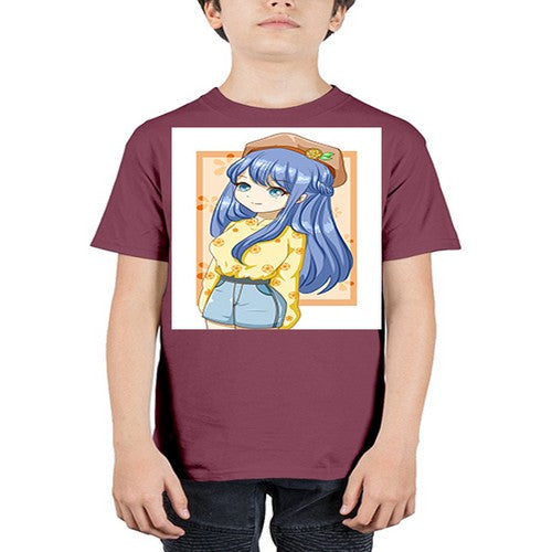 Beautiful and soft girl blue hair in summer 153# - anime - Youth Tee Unisex