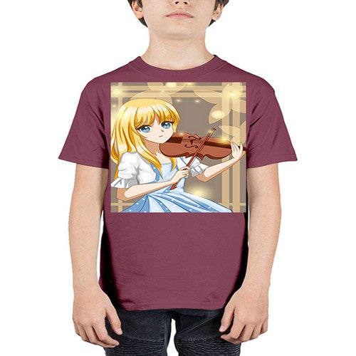 Beautiful girl playing violin 2# - anime - Youth Tee Unisex