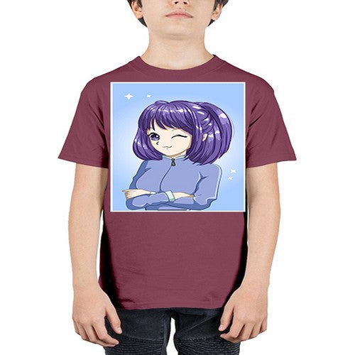 Beautiful girl short purple hair 6# - anime - Youth Tee Unisex