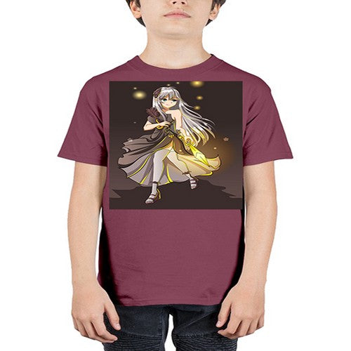 Beautiful girl with black dress and sword game 129# - anime - Youth Tee Unisex