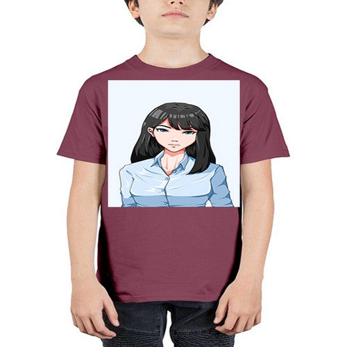 Beautiful office woman long black hair 7# - anime - Youth Tee Unisex