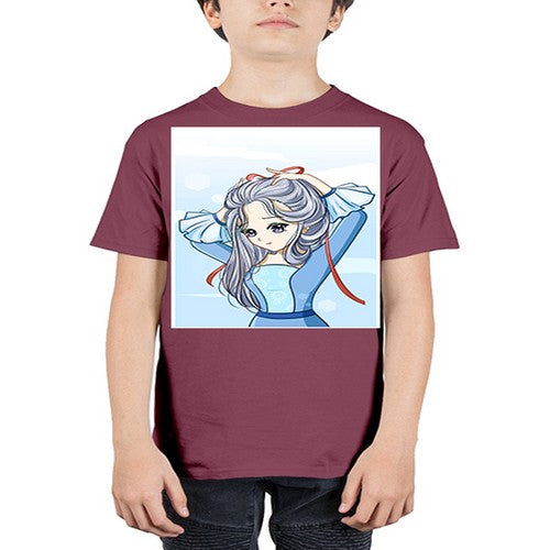 Beautiful princess silver hair with blue dress 120# - anime - Youth Tee Unisex