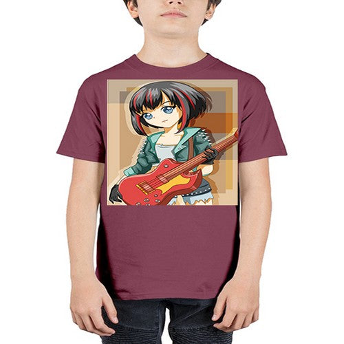 Beautiful rock girl with bass guitar perform 173# - anime - Youth Tee Unisex