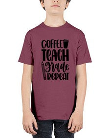 Coffee Teach Grade Repeat Style 671# - teacher - Youth Tee Unisex