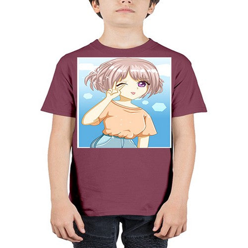 Cute and beautiful girl cream hair yellow shirt 29# - anime - Youth Tee Unisex