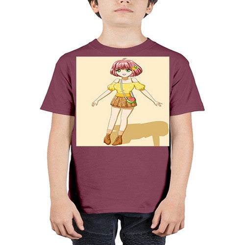 Cute and beautiful girl in summer with yellow dress 54# - anime - Youth Tee Unisex