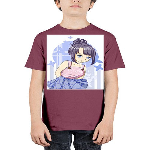 Cute and beautiful girl purple hair 167# - anime - Youth Tee Unisex
