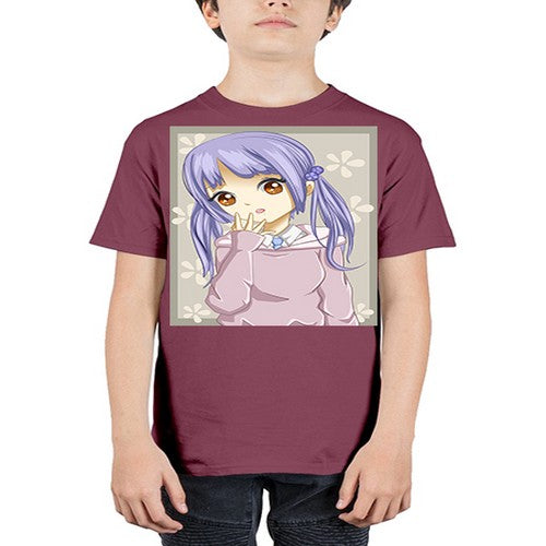 Cute and beautiful girl purple hair 25# - anime - Youth Tee Unisex