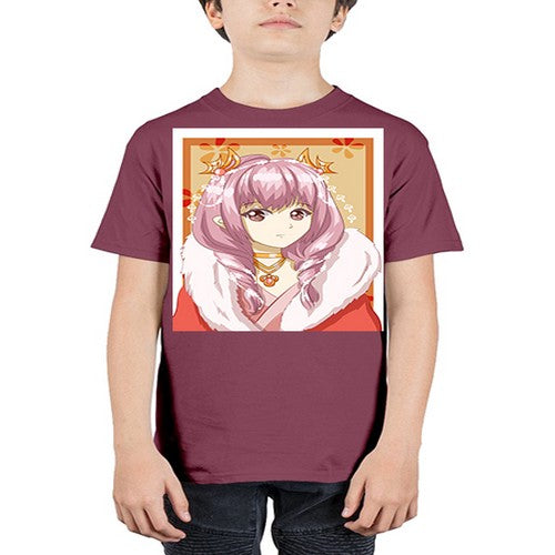 Cute and beautiful queen pink hair with red dress 124# - anime - Youth Tee Unisex