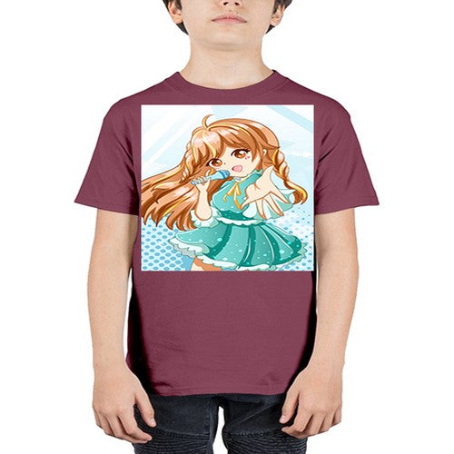 Cute and beautiful singer girl with green dress 163# - anime - Youth Tee Unisex