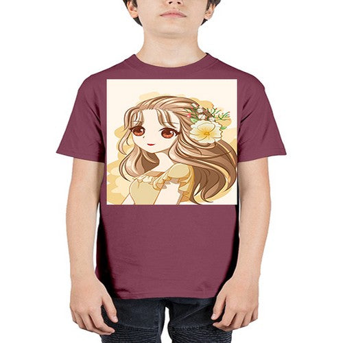 Cute and happy girl with flowers crown 57# - anime - Youth Tee Unisex