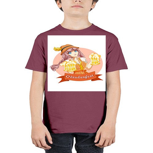 Cute and happy woman celebrating oktoberfest with beer 177# - anime - Youth Tee Unisex