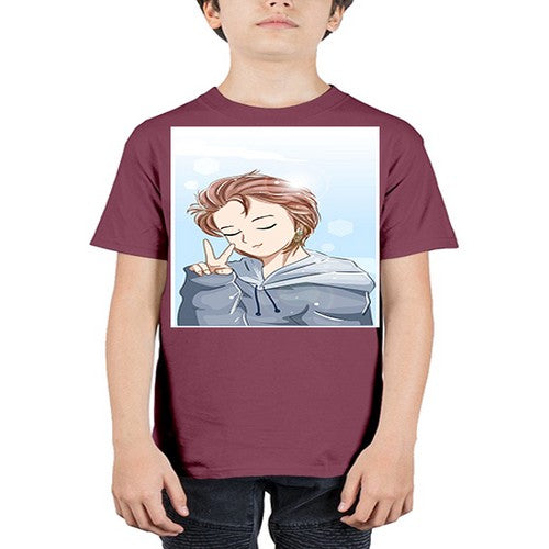Cute boy brown hair with blue jacket 126# - anime - Youth Tee Unisex
