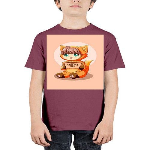 Cute girl with animal costume in animal day text 137# - anime - Youth Tee Unisex