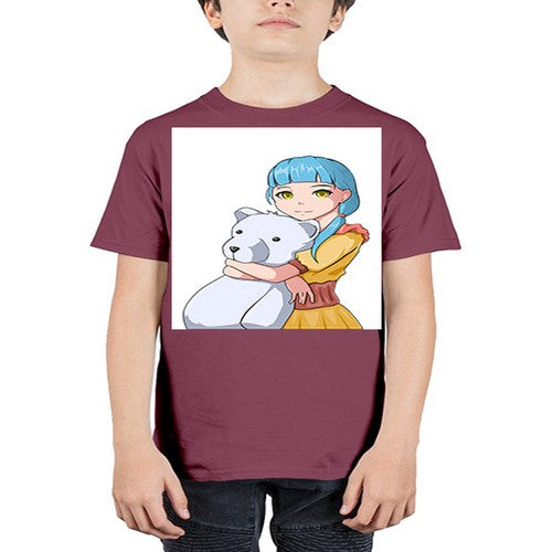 Cute girl with bear doll 26# - anime - Youth Tee Unisex
