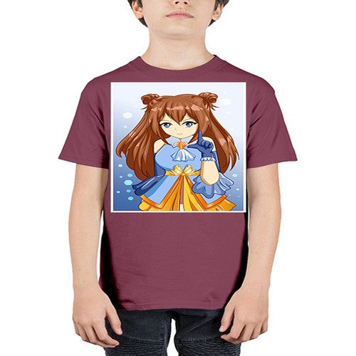 Cute little beautiful girl blue gold clothes cartoon 171# - anime - Youth Tee Unisex