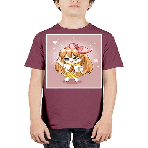 Cute little girl yellow hair wearing uniform 130# - anime - Youth Tee Unisex