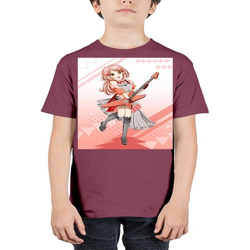 Cute rock star girl with guitar game 17# - anime - Youth Tee Unisex