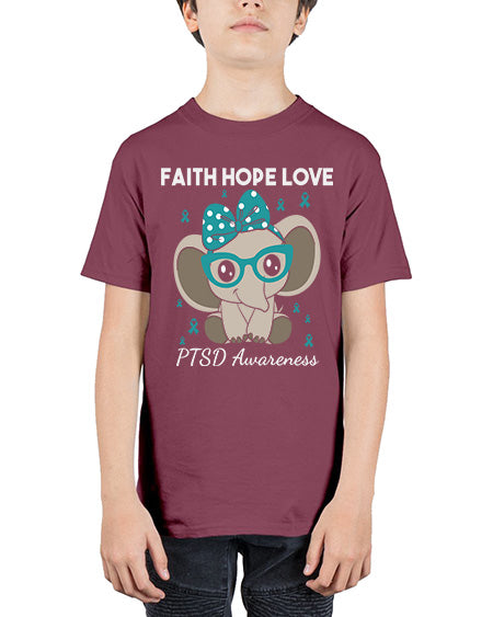 Elephant I Have PTSD Awareness 25# - PTSD - Youth Tee Unisex