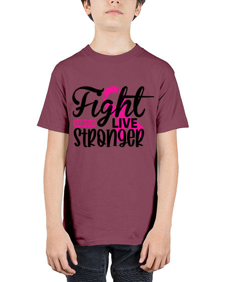 Fight Harder Live Stronger 27# - breast cancer - Youth Tee Unisex