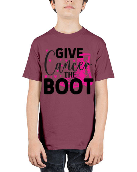 Give Cancer the Boot 24# - breast cancer - Youth Tee Unisex