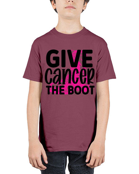 Give Cancer the Boot 25# - breast cancer - Youth Tee Unisex