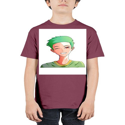 Handsome boy green hair wearing green shirt 35# - anime - Youth Tee Unisex