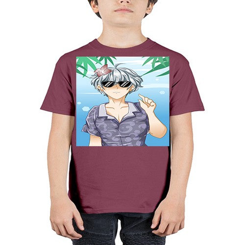 Handsome boy with sunglasses on the beach in summer holiday 44# - anime - Youth Tee Unisex