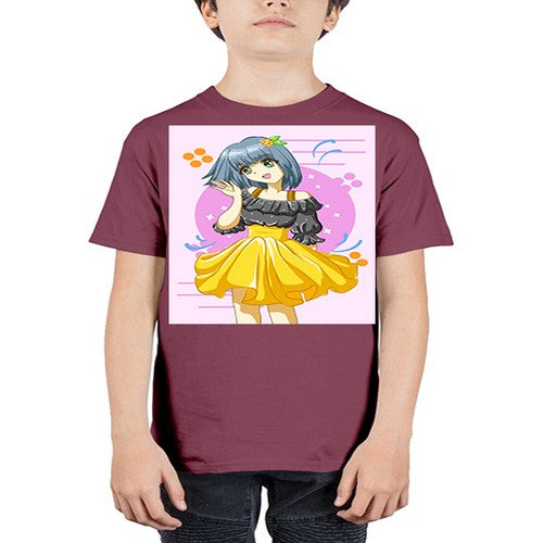 Happy and funny girl with black yellow dress in summer 41# - anime - Youth Tee Unisex