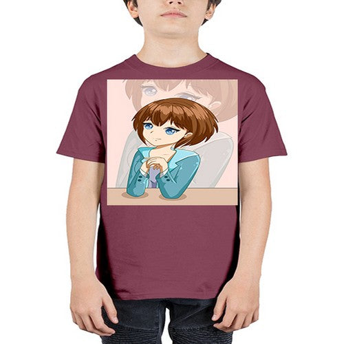 Happy beautiful and elegant girl brown hair 36# - anime - Youth Tee Unisex