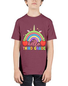 Hello third Grade Unicorn Rainbow 349# - third grade - Youth Tee Unisex