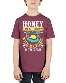 Honey i beat down an alien 4# - ufo - Youth Tee Unisex