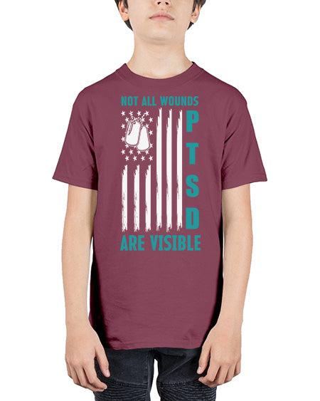PTSD Awareness Not All Wounds 8# - PTSD - Youth Tee Unisex