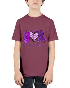 Peace Love Cure Alzheimer Awareness 205# - alzheimers - Youth Tee Unisex