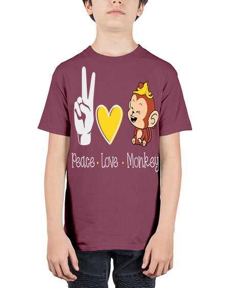 Peace Love Monkey 20# - monkey - Youth Tee Unisex