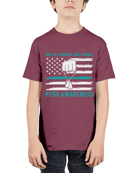 Veteran PTSD Not all wounds 4# - PTSD - Youth Tee Unisex