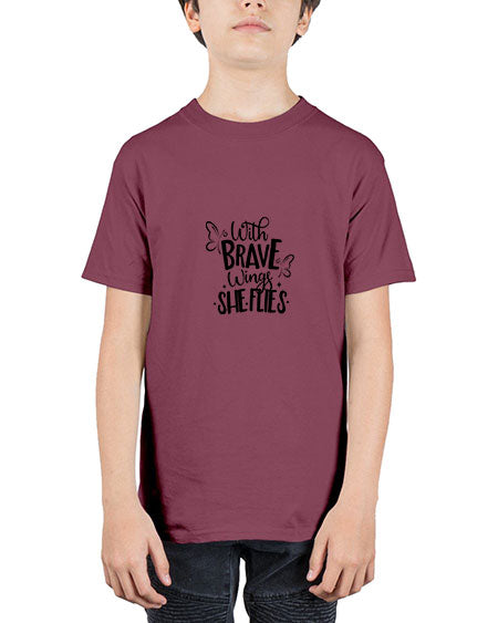 With Brave Wings She Flies - butterfly - Youth Tee Unisex