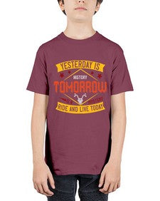 Yesterday is history tomorrow is a mystery ride and live today 79# - motorcycle - Youth Tee Unisex