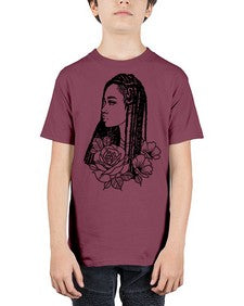 afro with flowers 70# - black girls or women - Youth Tee Unisex