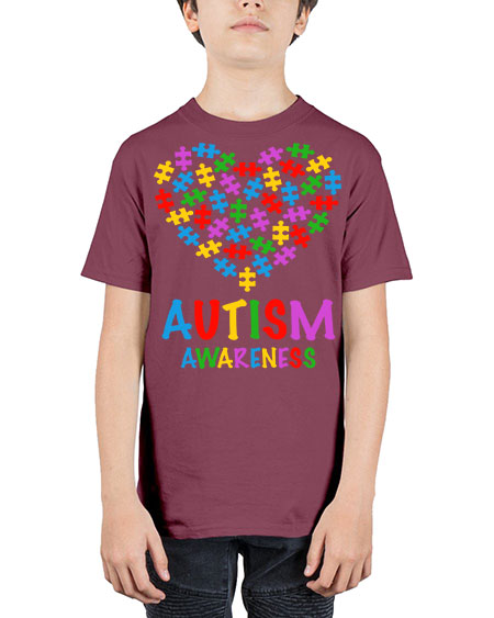 autism awareness heart love puzzle 15# - autism - Youth Tee Unisex