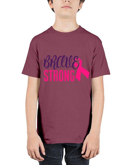 brave strong Style 15# - breast cancer - Youth Tee Unisex