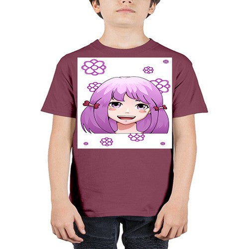 cute ponytails purple hair girl 63# - anime - Youth Tee Unisex