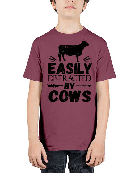 easily distracted by cows - cow - Youth Tee Unisex