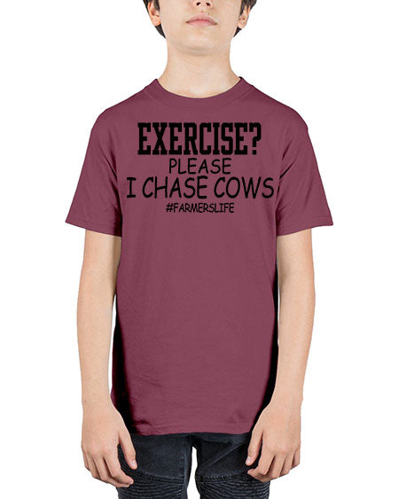 exercise please i chase cows - cow - Youth Tee Unisex