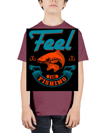 feel the fishing png 60# - shark-fish - Youth Tee Unisex
