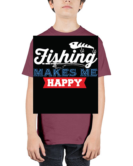 fishing makes me happy png 46# - shark-fish - Youth Tee Unisex
