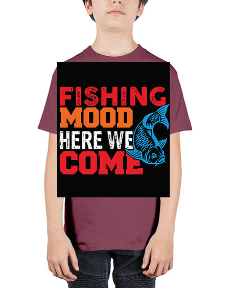 fishing mood here we come png 44# - shark-fish - Youth Tee Unisex