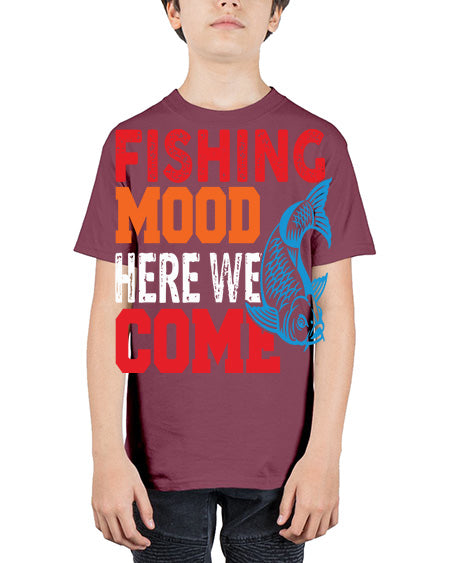 fishing mood here we come png 76# - shark-fish - Youth Tee Unisex